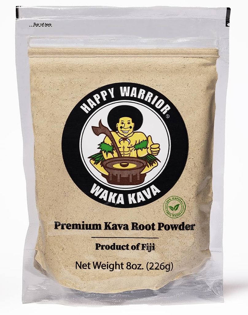 Happy Warrior Kava Powder - Premium Noble Waka Kava z Fidži - 8 oz