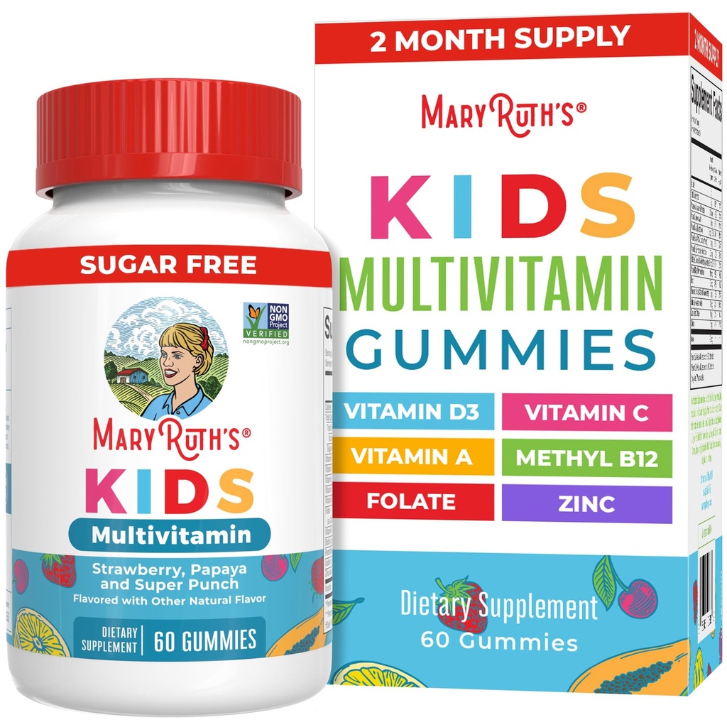 MaryRuth Organics Kids Vitamíny 124; Multi Vitamíny 124; Cukr 124; 2 Měsíční zásoba 124; Děti Multivitamin Gummies pro věky 2 + 124; Vegan Vitamín 124; Pouze 1 Gummy a den 124; 60 Počet