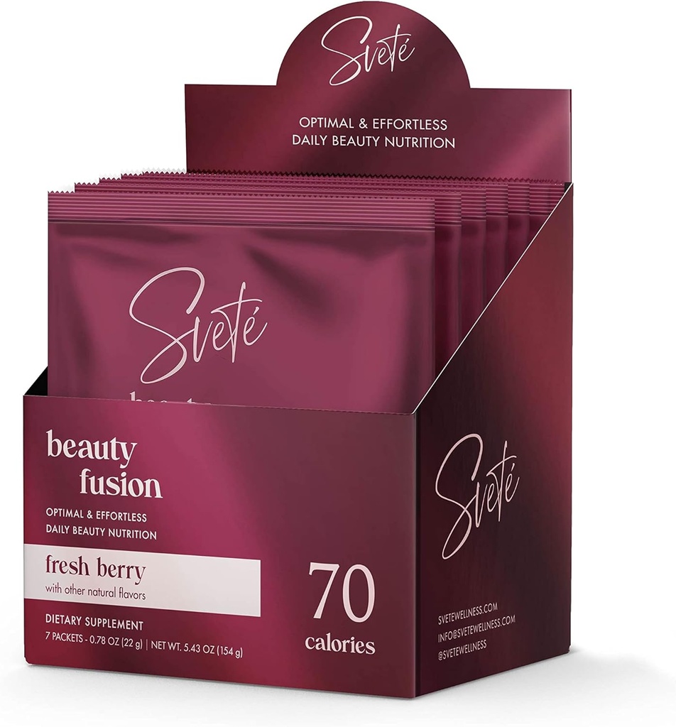 Hydrolyzovaný kolagen Prášek pro ženy Multi Beauty Superfood s Hyaluronic acid, Biotin, Vitamin C, Zink, Probiotika, CoQ10 cd 124; Keto protein cd 124; Berry Flavor (7 Single Serve Packets) by Svete