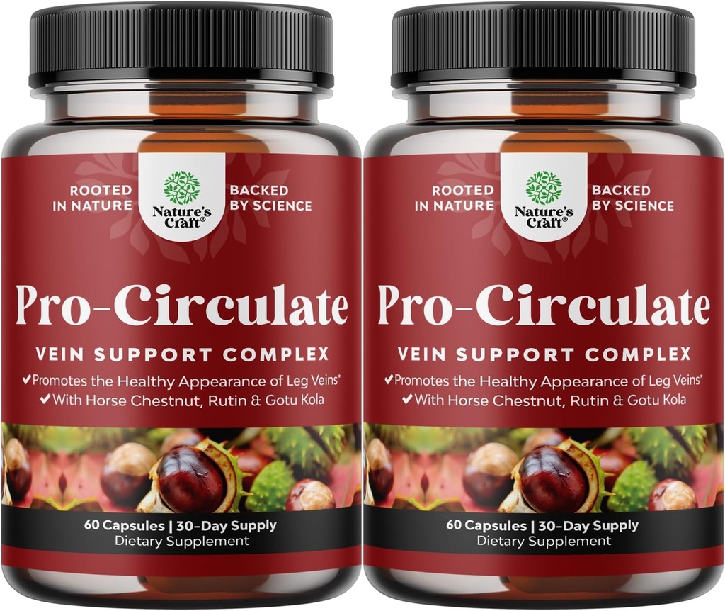 Zástěra Supplements Leg and Veins - Kompletní tělesný oběh dodatek pro Spider & Varicose Veteránky a lepší tok s koňské Chestnut Extract & Flavonoids - Vegan Non- GMO Mini Caps (2 měsíce)