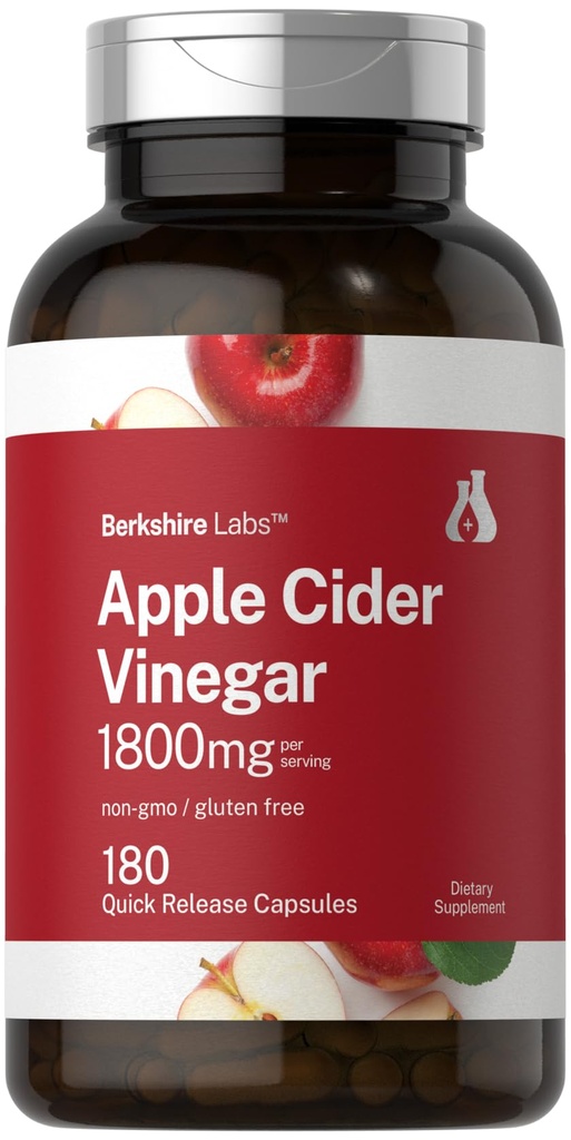 Horbaach Apple Cider Ocet Kapsle 124; 1800mg October 124; 180 Count October 124; Non- GMO, gluten- Free Supplement October 124; podle Berkshire Labs