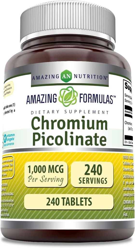 Amazing Applicas Chromium Picolinate 1000 Mcg CLAS124; Tablety dodatek CLAS124; Non-GMO CLAS124; Gluten- Free CLAS124; Made in USA (1 balení 124; 240 Počet)