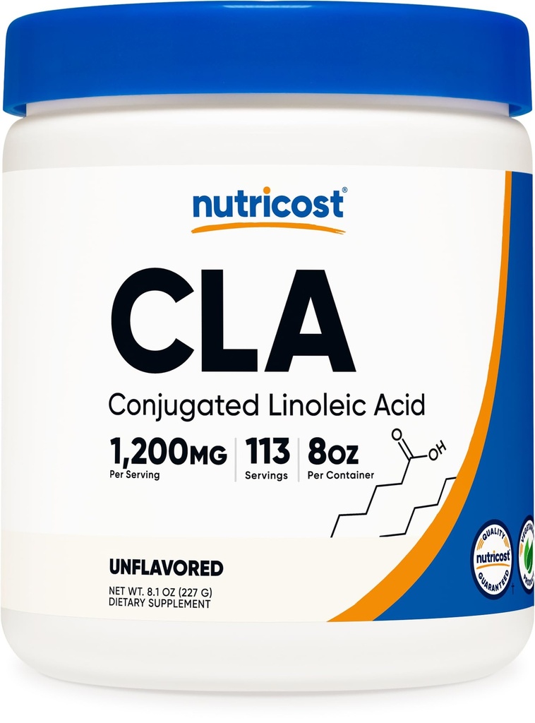 Nutricost CLA (konjugovaná kyselina linolová) 8oz (227g) prášek - gluten zdarma, GMO zdarma CLA dodatek