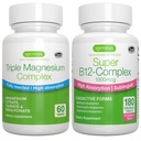 Triple Magnesium Complex + Super B12- Complex Energy Bundle, High Absorption Chelated Glycinate, Taurate & Citrát Magnesium + High Absorption Sublingual B12, Vegan, by Igennus