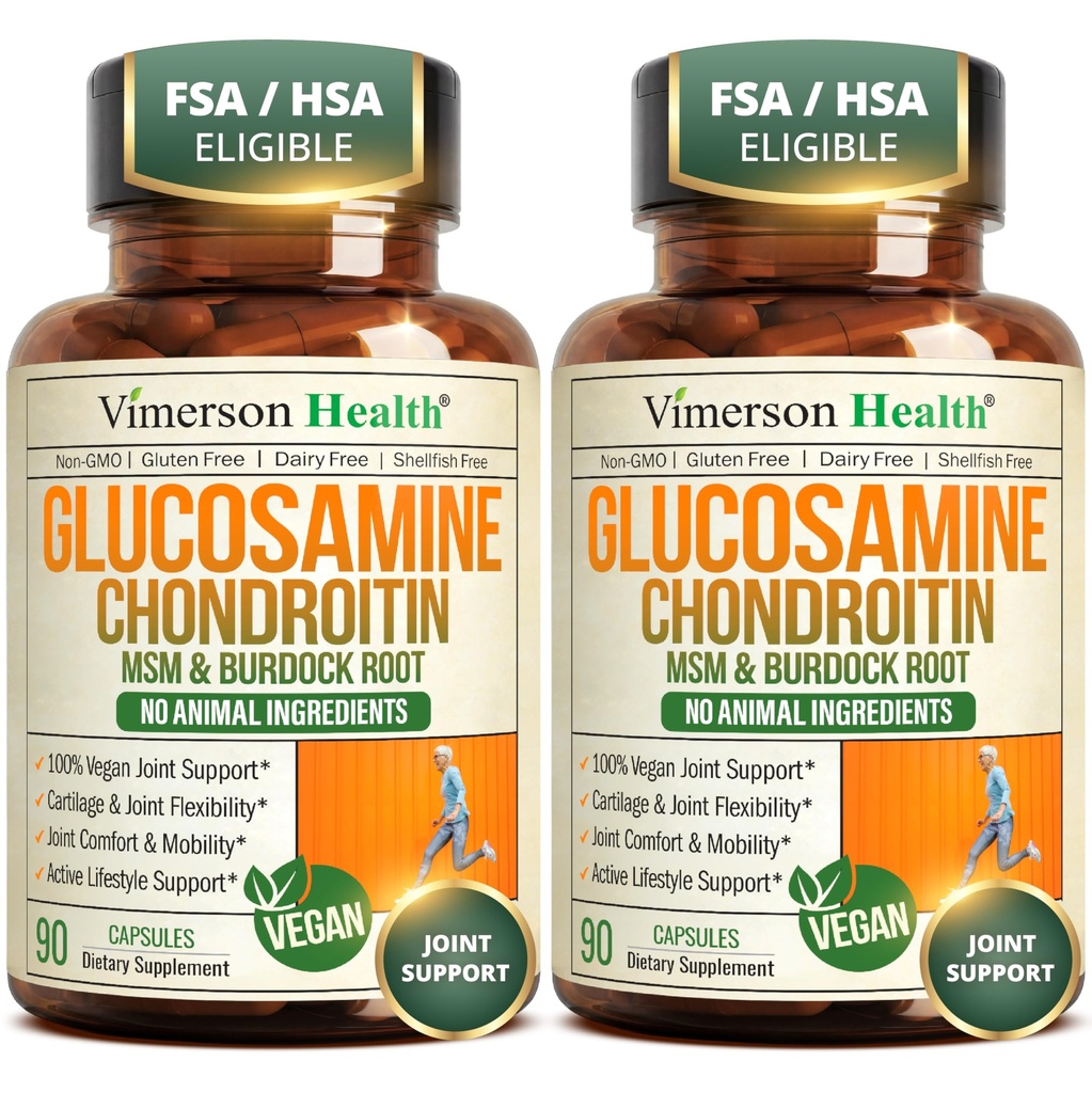 Glucosamine Chondroitin MSM - dodatek k společné podpoře pro ženy a muže s Glucosamine Sulfath 1500 mg, Chondroitin a MSM - pro chrupavku, společné zdraví a flexibilitu - 2 Pack, Vegan