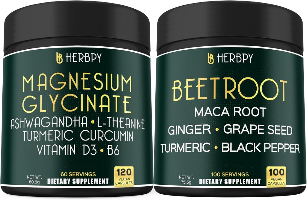 Bundle 6in1 Glycinát hořčíku doplněk & 6in1 Kořeny řepy Kapsle