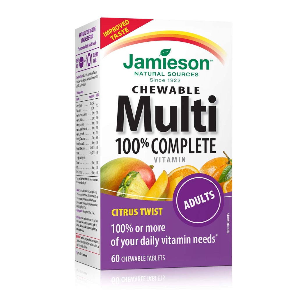 Jamieson 100% Kompletní žvýkací Multivitamin pro dospělé Citrus Twist Multi, 60 žvýkací tablety