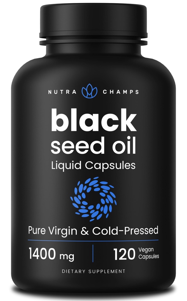 NutraChamps Black Seed Oil Organic Cold Pressed 124; 120 Vegan Softgel 124; Virgin Nigella Sativa pilulky s vitaminem E & Thymoquinone Oil 124; Bohaté v Omega 3 6 9 Repressed 124; Nerafinované černé kmínové olejové kapsle