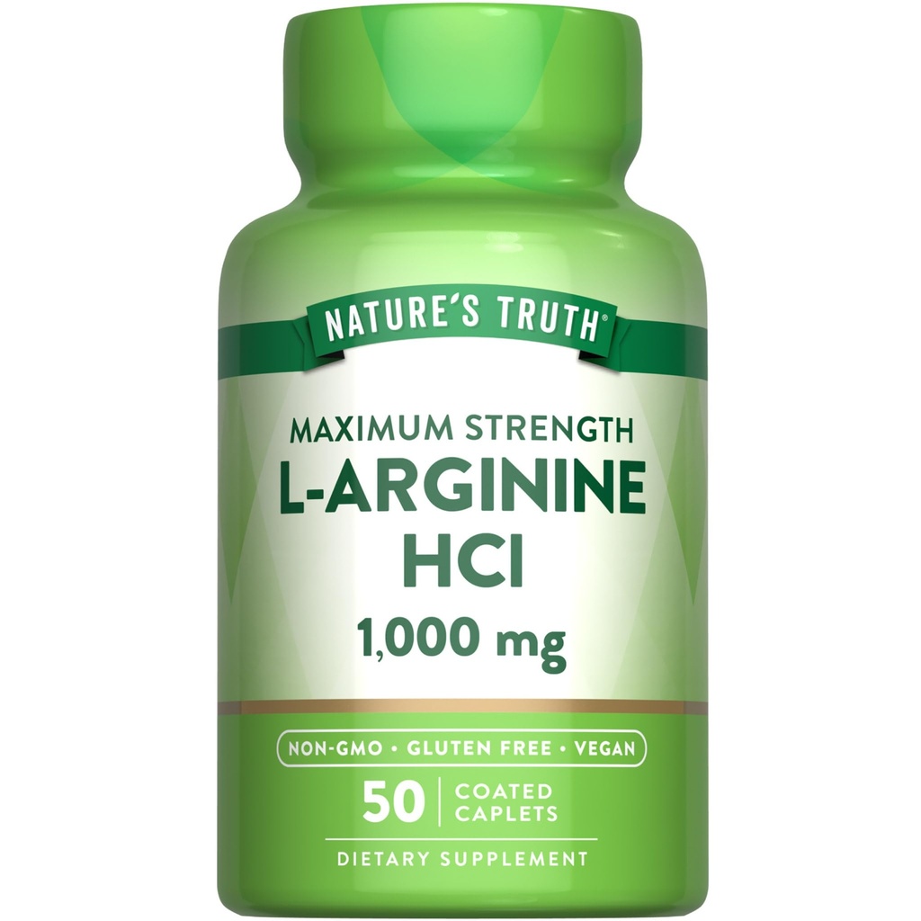 Nature 's Truth L- Arginine HCL 1000mg PHARMAN 124; 50 Caplet PHARMAN 124; Essential Amino Acid Supplement PHARMAN 124; Vegan, Non- GMO & gluten Free Supplement