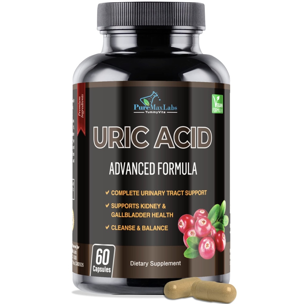 Acid močoviny Advanced Formule - Ledviny, játra, žlučník, Močový Trakt Čistota s brusinkou, Chanca Piedra, Tart Cherry, Mléko Thistle a Bromelain 60 Kapsle