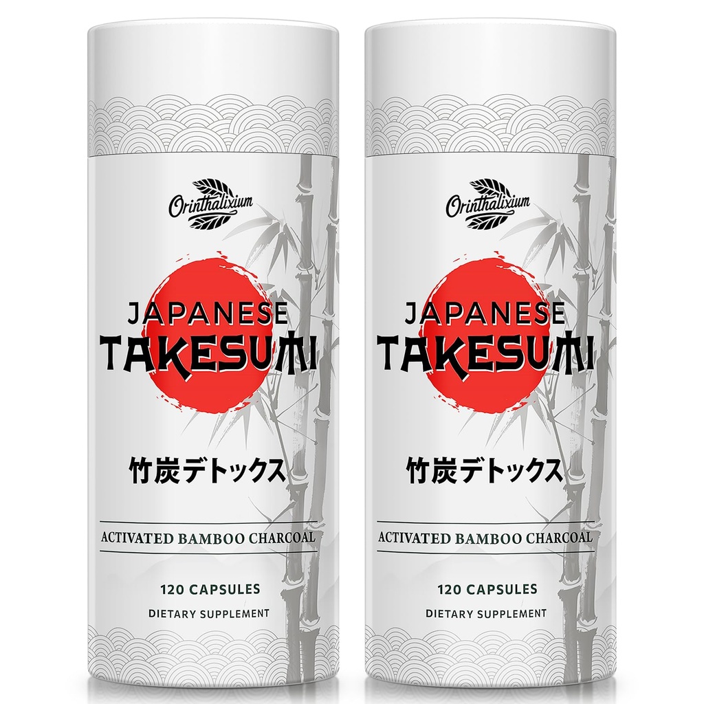 Takesumi Bamboo Charcoal 2000mg - Aktivované Charcoal z Bamboo pro Max Absorpce, Detox & Gut, 120 Veganských kapslí