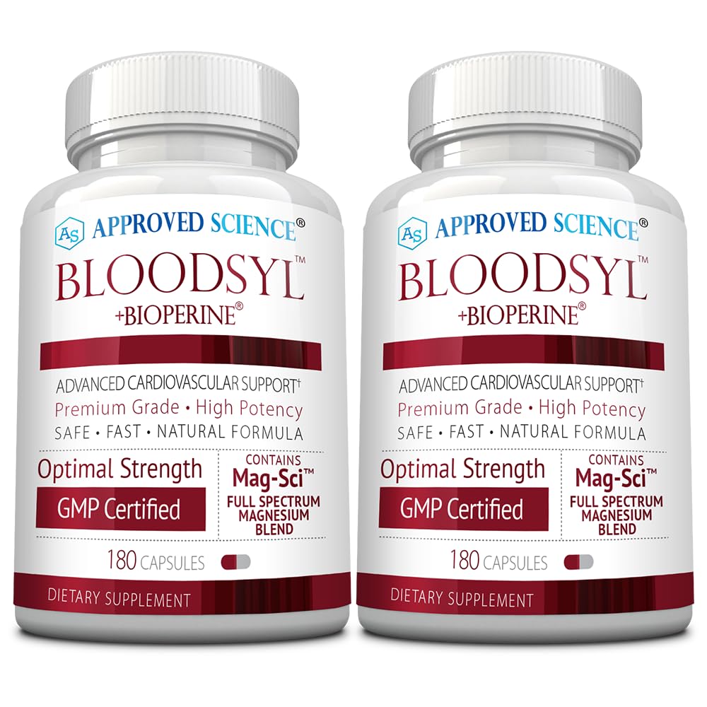 Schválená věda Bloodsyl - Podporuje krevní tok - Hawthorn Berry, hořčík, BioPerine - Vegan - 180 Kapsle - Balení po 2