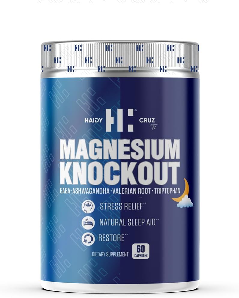 Haidy Cruz Fit Magnesium Citrát - Přírodní spánková pomoc a Mood Enhancer Dodatek - Metabolická podpora, Imunity Boost s Ashwagandha prášek (60 Kapsle)
