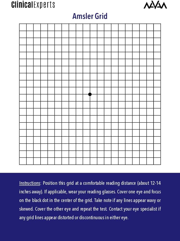 Amsler Eye Grid s magnetickým zápěstím - denně zobrazovací nástroj pro makulární degeneraci a glaukom pacientů klinické odborníky (1 balení)
