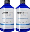 Koloidní stříbrná tekutina - 12 PPM Premium Silver Solution, 60 MCG per Serving, All Natural, Vegan Imunitary System Support, Ionic Silver Water Daily Mineral Supplement (2-16 Fl oz Bottles)
