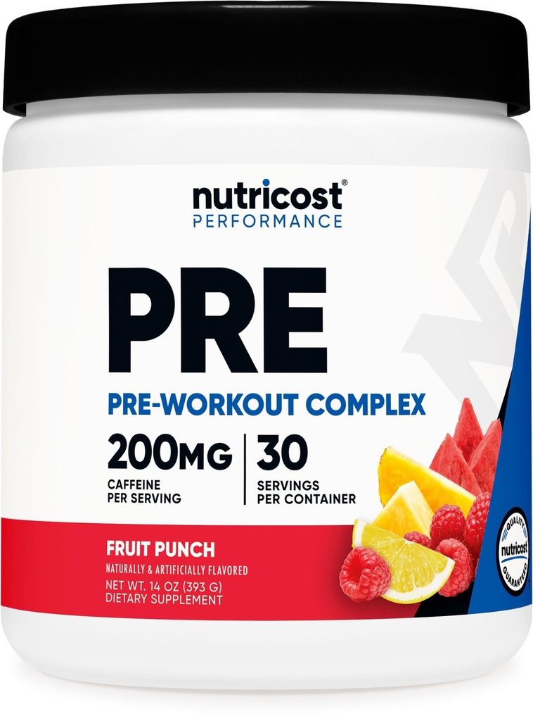 Nutricost Pre- Cvičení Komplexní prášek (30 Serings, Ovocný punč) - s Beta- Alanin, Taurin & Amino kyseliny