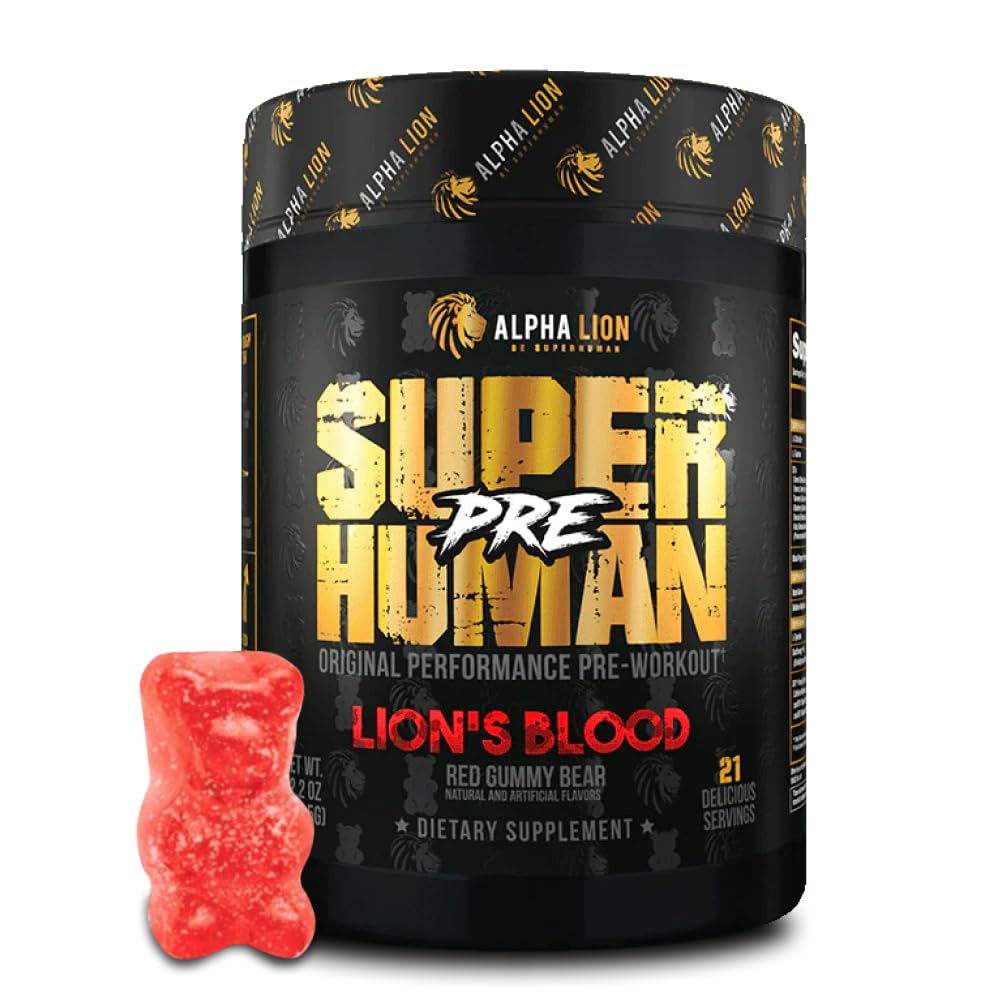 ALPHA LION Pre Workout Powder, Beta Alanine, L- Taurin & Tri-Source Caffeine for Setrvalá energie & Focus, Oxid dusičný & Citrulline for Pump (21 Servings, Lion 's Blood Flavor), Balení 1