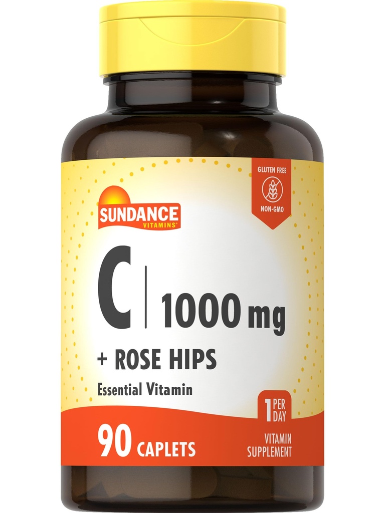 Sundance Vitamin C 1000mg s Rose HIPS 124; 90 Vegetariánské Kapsle I124; Essential Vitamin I124; Vegetariánské, Non- GMO, a gluten zdarma dodatek