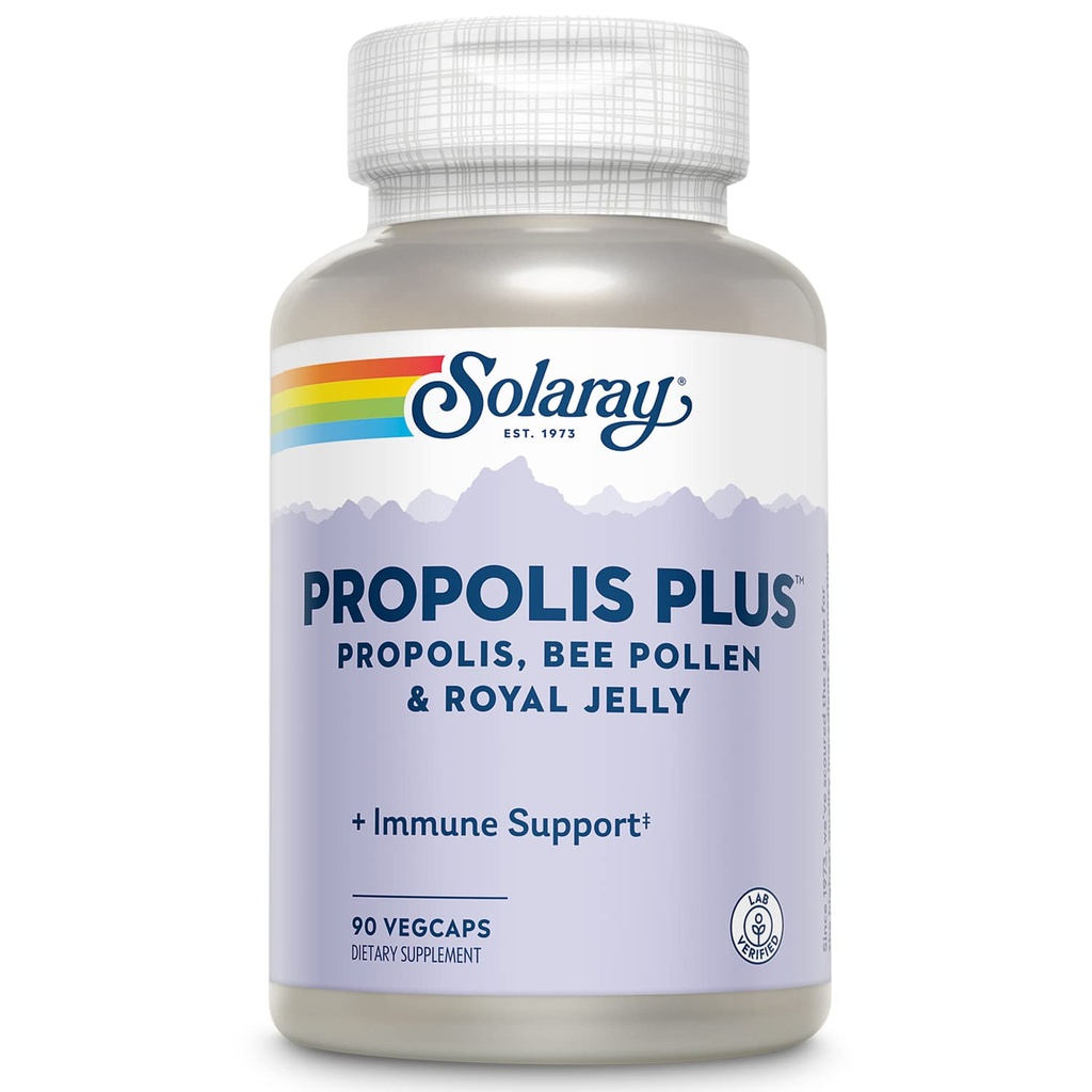 SOLARAY Propolis Plus 124; Podpora zdravého imunitního systému s Propolis, Bee Pollen & Royal Jelly S124; 90 VegCaps