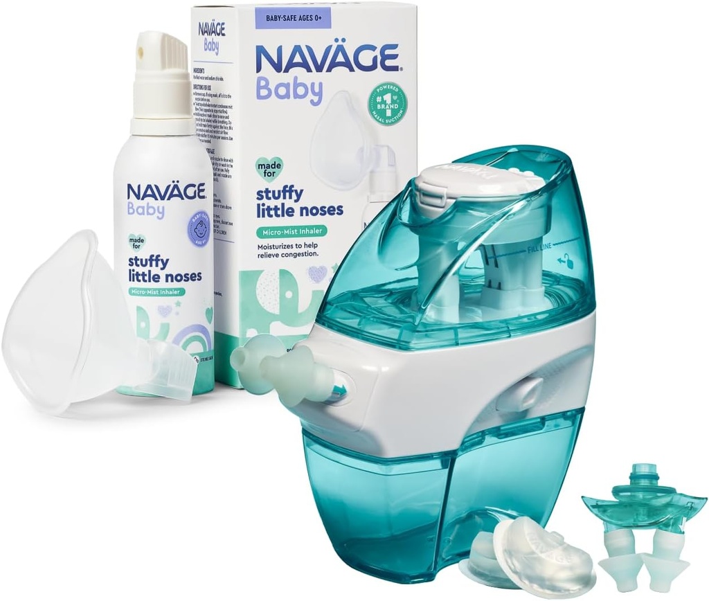 Navage Multi- User Family Kit s 30 SaltPods a Baby Mist Bundle - Saline Nasal zavlažování pro dospělé a kontinuální saline Mist pro pomoc při zácpě kojenců