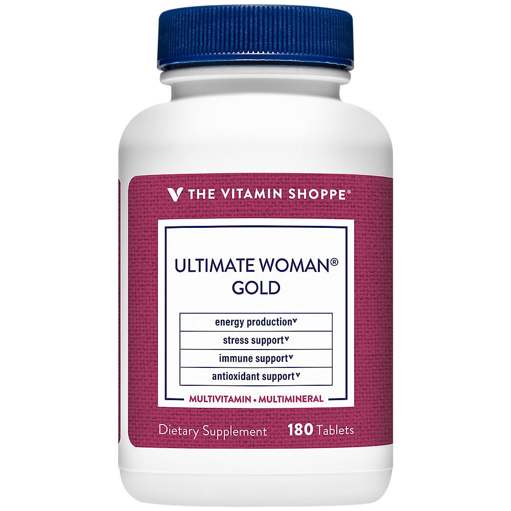 Vitamin Shoppe Ultimate Woman Gold Multivitamin - se železem, B vitaminy a vitamin D3 a více na podporu výroby energie, kosti a imunitní zdraví - gluten zdarma multiminerální (180 tablet)