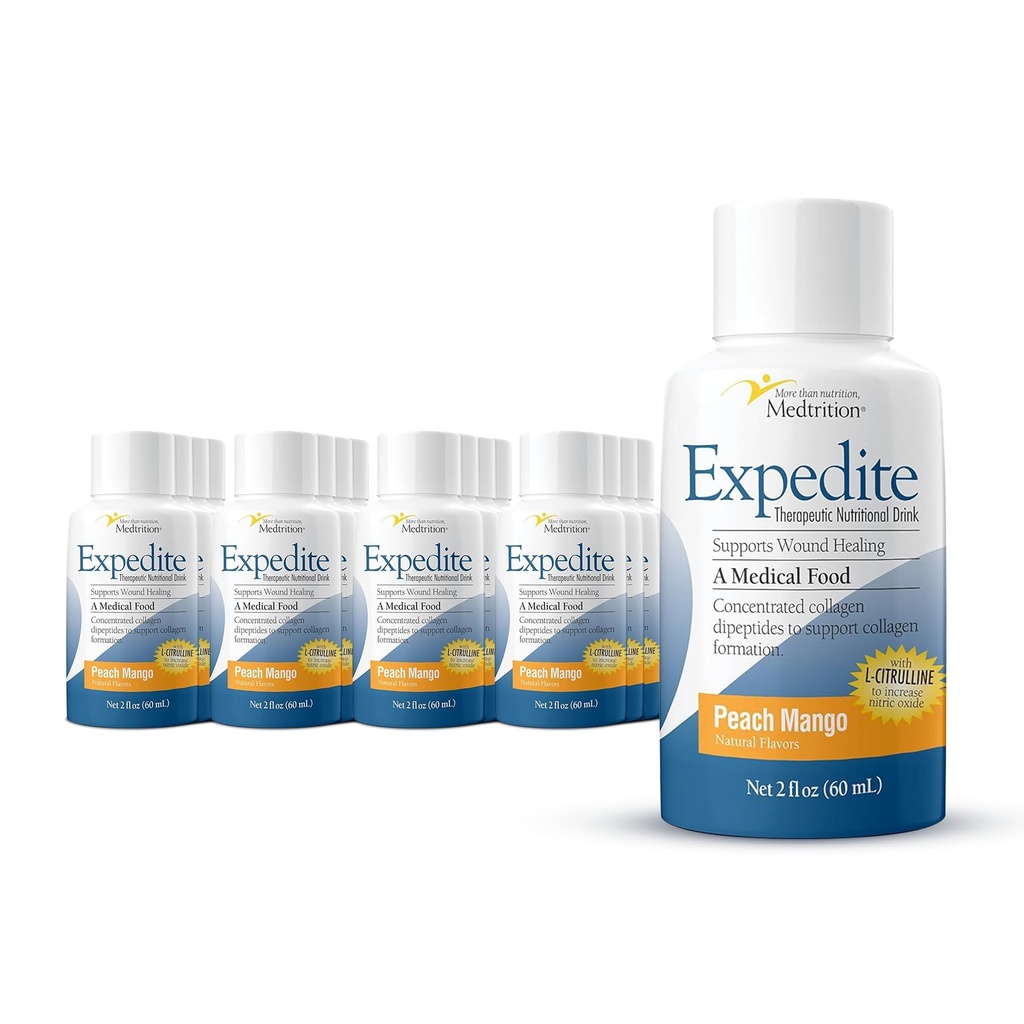 Medtrition urychlit tekutý kolagen, Peach Mango, 2 Fl Oz, balení 24 - Nutriční podpora pro obecné, ortopedické a kosmetické chirurgie zotavení