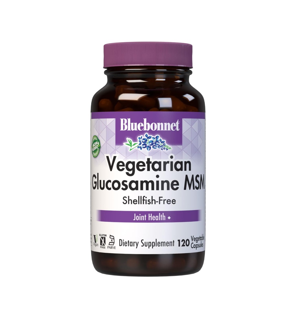 Bluebonnet Vegetarian Glucosamine s doplňkem MSM - Shellfish- Free Joint Supplement for Women & Men - Zeleninové Glucosamine HCI - Vegan, Kosher, Free of Soy, Gluten & Dairy - 120 V Caps