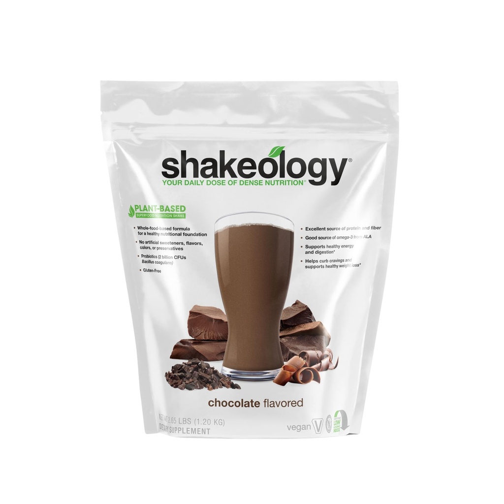 Shakeology Plant Based Protein Powder Blend - gluten- Free Shake with Vitamins and Minerals - helps Support Weight Loss, Lean Muscle, Gut Health - Chocolate, 30 Servings