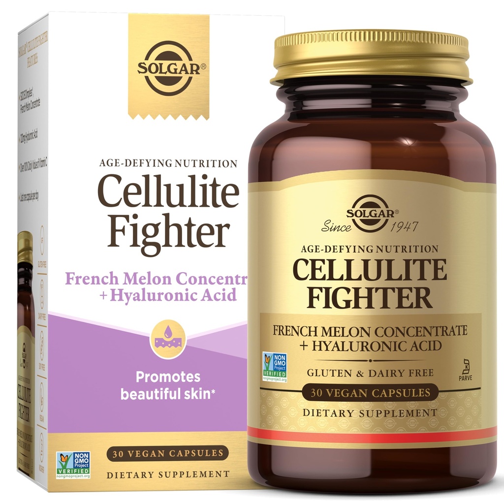 Solgar Cellulit Fighter Skin Vitamin a minerální doplněk, Podpora hladká pleť s francouzským Melon koncentrátu, Hyaluronic kyselina a vitamin C dodatek, Age- Odrazující výživa pro ženy, 30 Služebnictví