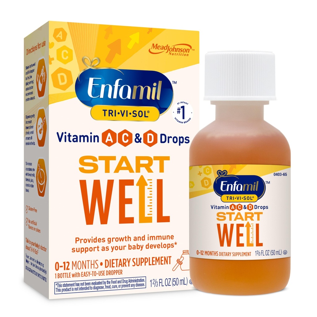 Enfamil Tri- Vi- Sol Infant Multivitamin kapky, podporuje růst a imunitní zdraví pro děti, 50ml Lahvička