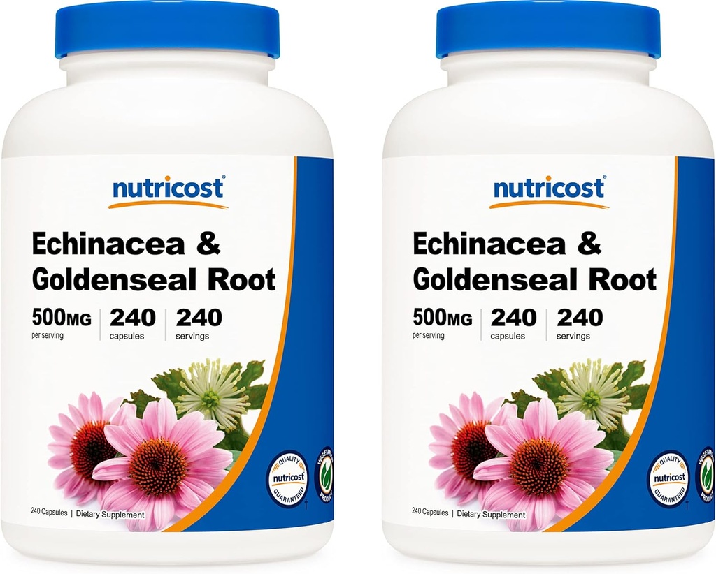 Nutricost Echinacea & Goldenseal Root, 500mg, 240 Kapsle (2 Lahve) - Veggie Caps, Non GMO, gluten zdarma
