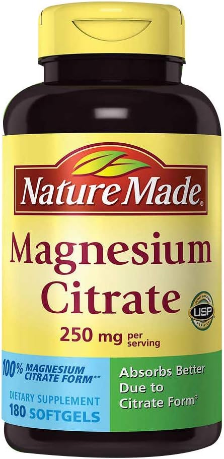 Příroda Made Magnesium Citrát 250 mg Dietní dodatek (Netcount 180 Soft Gels), 180Count