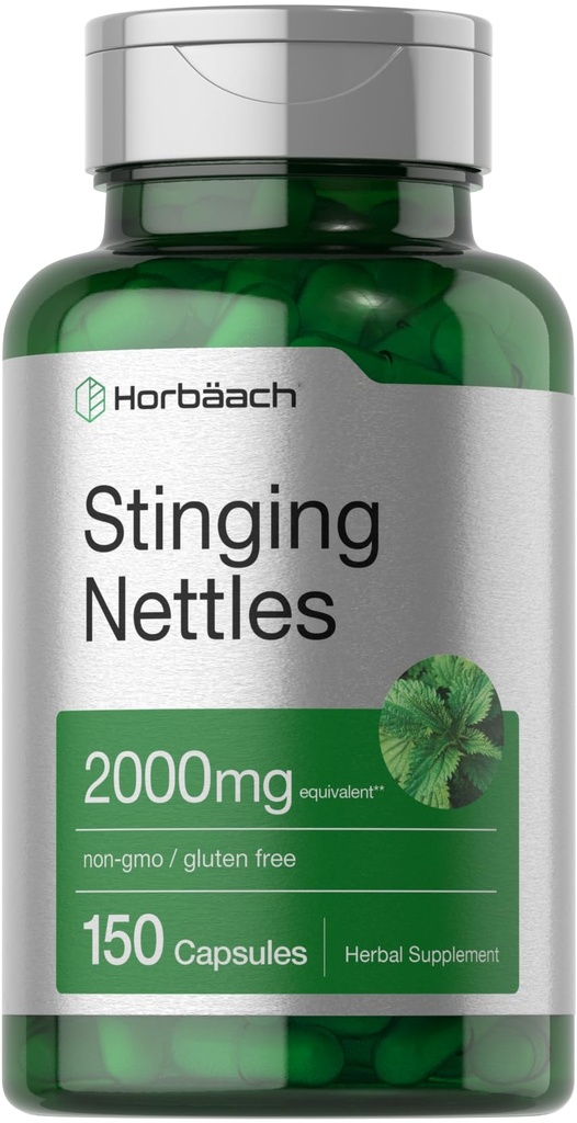 Horbäach Stringing Nettle Capsules 2000mg PHARMAN 124; 150 Count PHARMAN 124; Herbal Leaf Extract Supplement PHARMAN 124; Non- GMO, gluten zdarma
