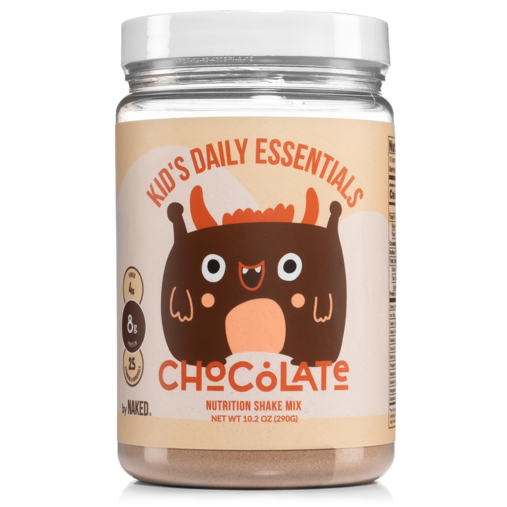 Naked Chocolate Kids Daily Essentials, Kids Protein Shake Made with Organic Milk, 6 Organic Zelenina, 25 Vitamíny a minerály, Žádné umělé sladkosti, Flavors, Barvy nebo konzervační prostředky