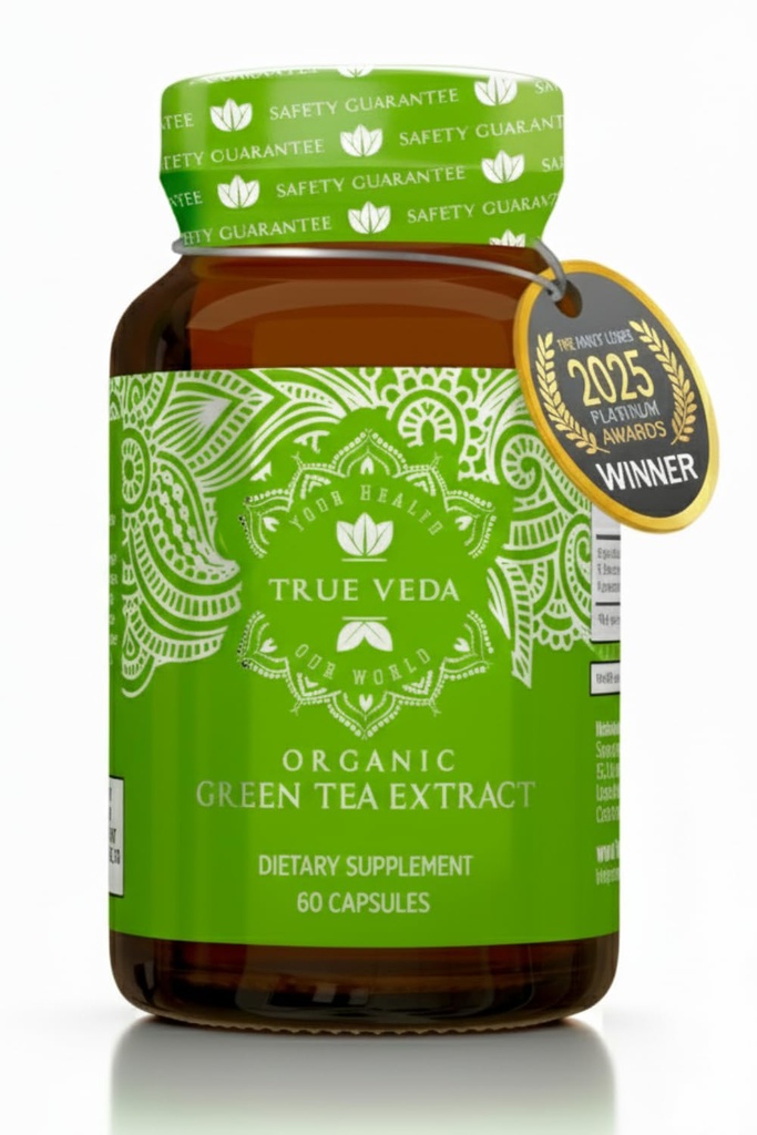 Extrakční kapsle z ekologického zeleného čaje - USDA Organické certifikované 124; 60 Zelených čajových kapslí 124; Zelené čajové pilulky 124; EGCG Green Tea Extract 124; 50% Polyfenoly EGCG doplňky