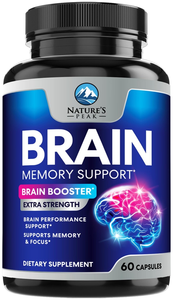 Mozkový doplněk paměti pilulky - 3X Síla Nootropics for Concentration, Clarity & Focus Support - Brain Health Cognitive Vitamíny s Bacopa, Fosfatidylserine & DMAE, Brain Booster, 60 Kapsle
