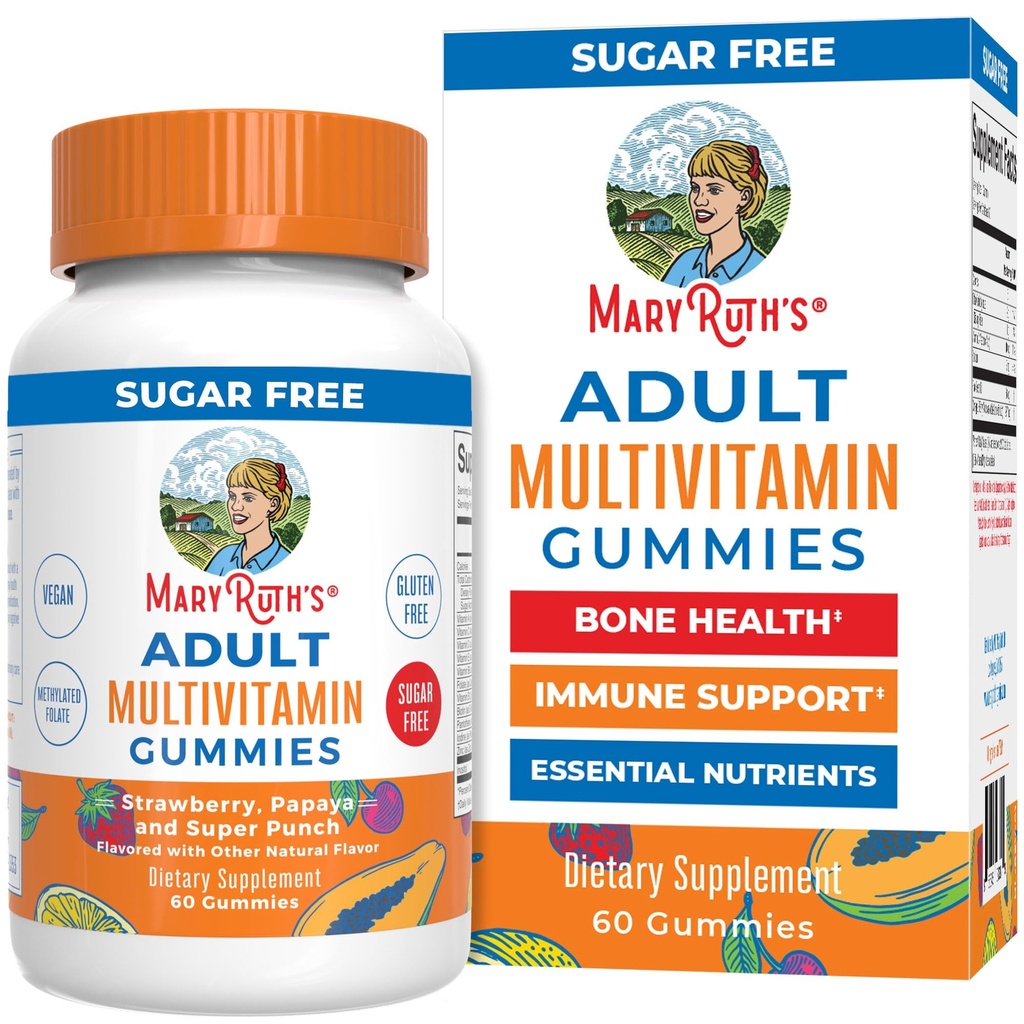 MaryRuth Organics Multivitamin pro ženy a muže Multivitamin; Sugar Free Foundation 124; Adult Multimineral Gummy with Vitamin C C124; D and E Foura124; B Vitamíny Foura124; Biotin Foura124; Zink Founda124; Vegan Foura124; Non- GMO Foura124; Gluten Free Foura124; 60 Count