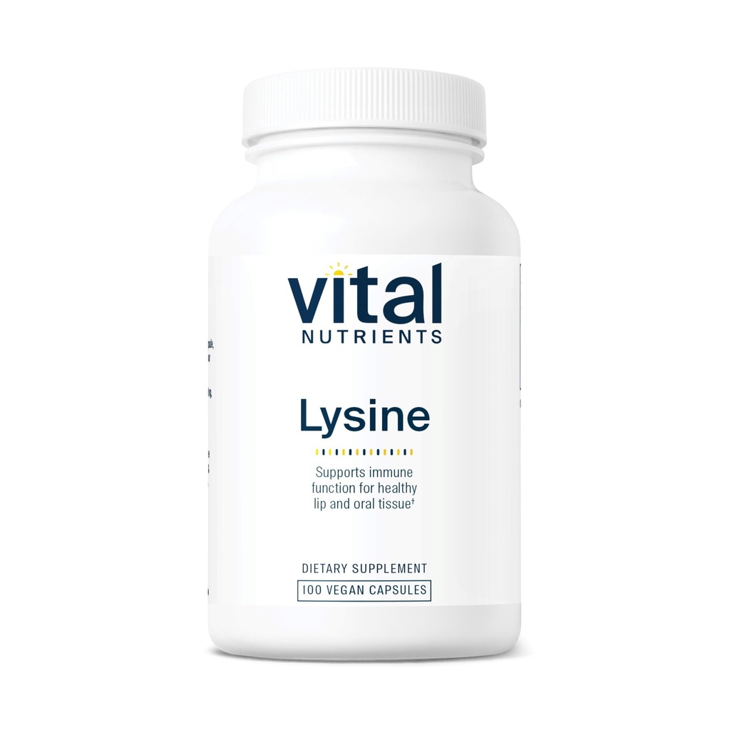 Vitální živiny Lysin 124; Lysin dodatek podporuje zdravé rty a ústní tkáně 124; Imunitní Supplement Supplement Promotes vápník Absorpce 124; Gluten, mléčný, sójový zdarma 124; Non- GMO 124; 100 Kapsle