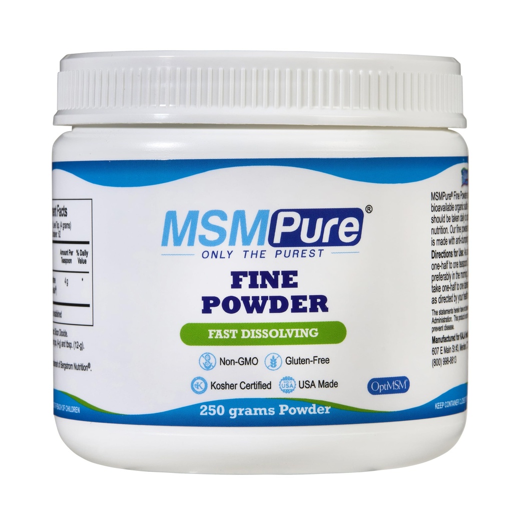 KALA ZDRAVOTNÍ MSMPure Rychlé rozpuštění jemné MSM práškovací krystaly - US- Made MSM for Joint Health, Skin appearement, and Hair & Nail Support - 8.8 oz, Organic Sulfur