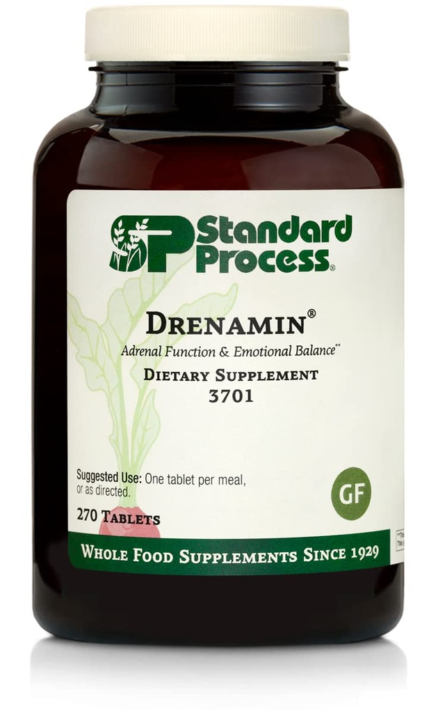 Standardní proces Drenamin - Doplněk adrenálních funkcí pro zdravou reakci na stres - Podporuje zdravou výrobu a metabolismus energie - Gluten- Free, Non- Dairy & Non- Soy - 270 Tablety (270 Servings)