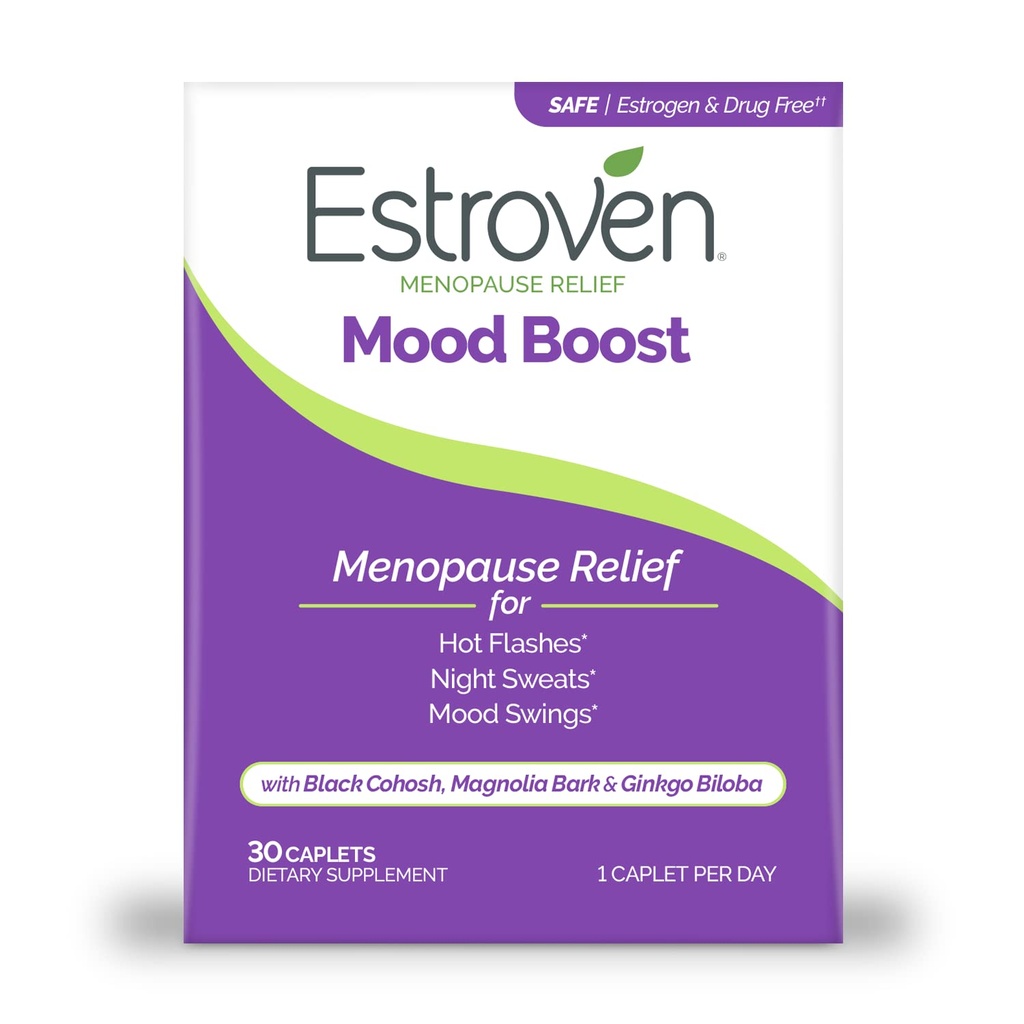 Estroven Mood Boost pro Menopauze Relief, Pomáhá snížit návaly horka & noční pocení, Pomáhá spravovat moodové výkyvy, 30 Počet