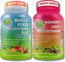 SUMPLEMENTS STUDIO Komplexní vícesystémová podpora žen Duo - Celé jídlo Multivitamin bez železa + ženské denní multivitamin se železem - Vegan, non-GMO, Čisté denní wellness podpora