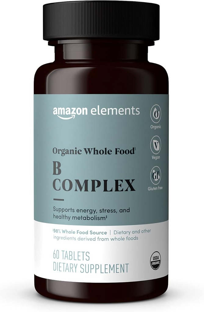 Elements Organic All Food B Complex, 98% All Food Source, Dietní a další složky získané z celých potravin, 60 tablet
