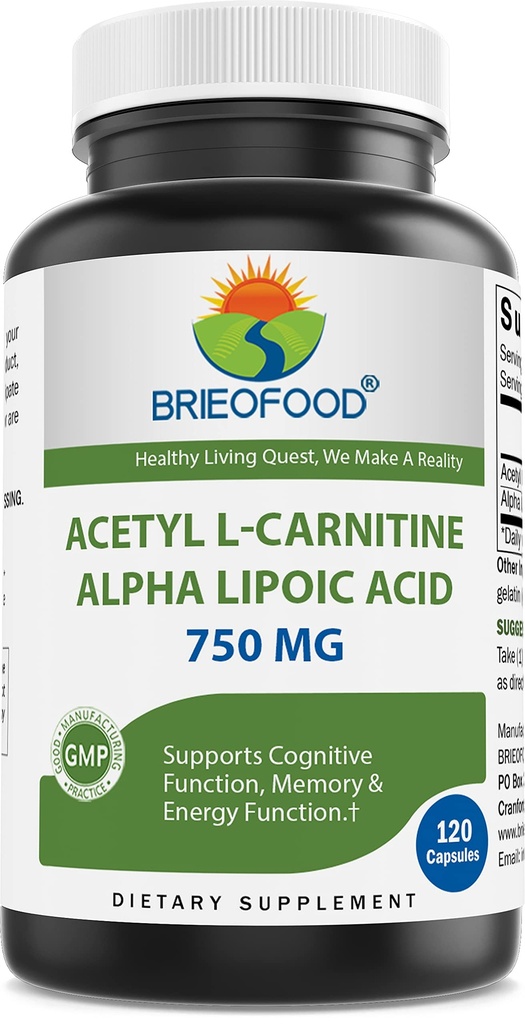 Brieofood Acetyl L- karnitin Kyselina lipoová (ALA ALC) 750 mg 120 Kapsle