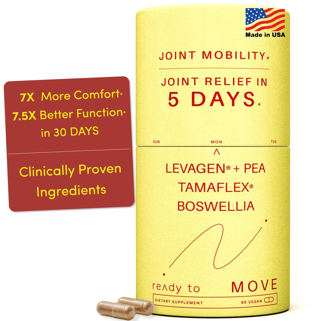 MOVE Fast acting Joint Supplementary 124; Tamaflex ® Turmeric & Tamarind, Levagen ® + PEA Palmitoylethanolamid, Boswellia Serrata, Bioperine ® Black Pepper Extract 124; Joint Support & Mobility CP124; 60 Vegan Caps