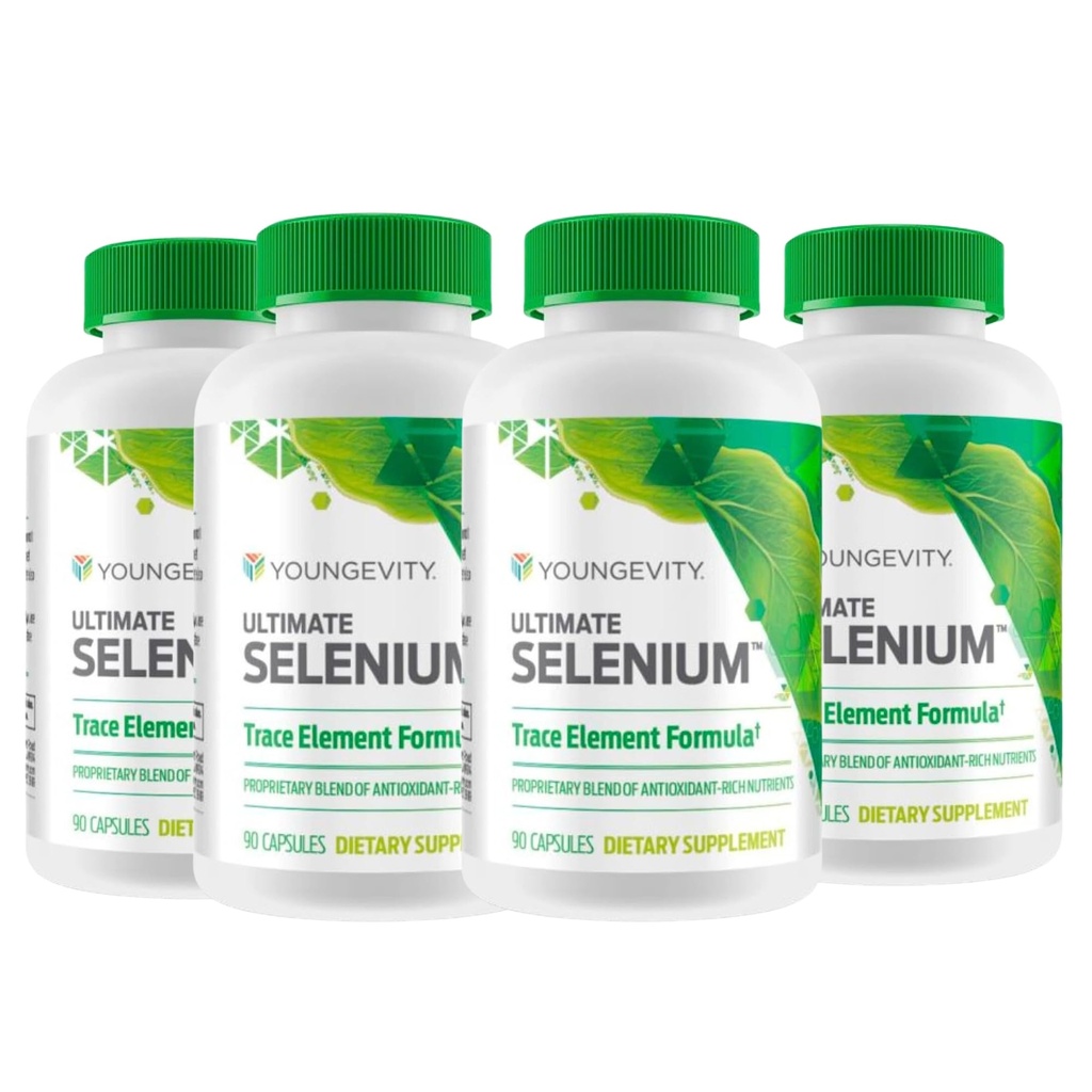 Youngevity Ultimate Selen + Kofaktory - Základní minerální doplněk pro imunitní podporu, antioxidační obrany, funkce štítné žlázy, a buněčné zdraví (I- selenomethionin) - (90 Kapsle)