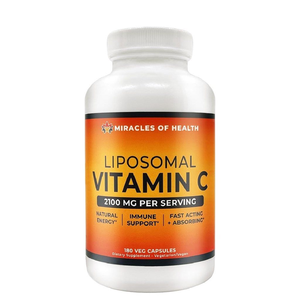Lipozomální vitamin C 2100mg PHARMAN 124; 180 Veggie Kapsle, 60 Day Supply PHARMAL 124; Rychlé Absorbování Biologická dostupnost PHARMAN 124; Výkonný Antioxidant & Imunitní Supplement