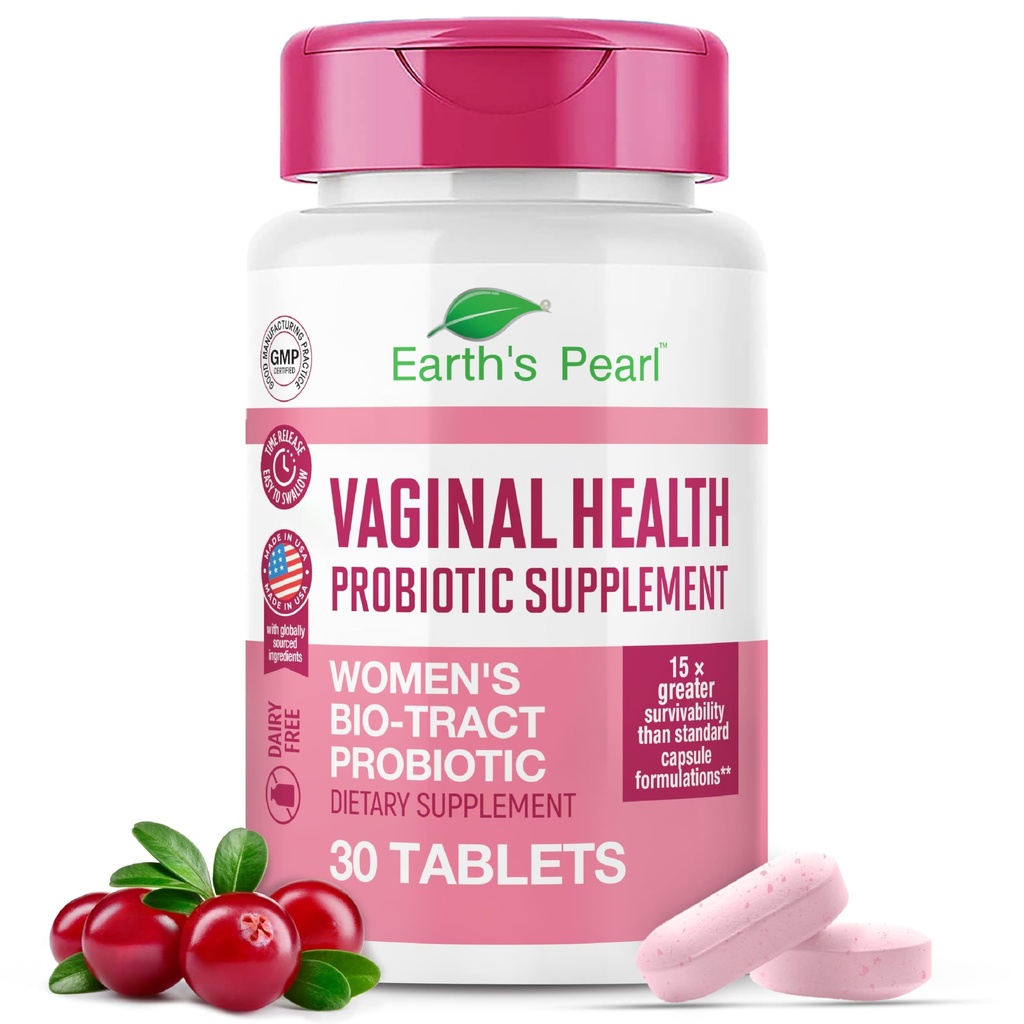 Pearl Vaginální Probiotika pro ženy - 15 x účinnější s BIO- Tract ®, 3 biliony CFU, Probiotická a prebiotická směs, podporuje zdravý vaginální zápach a pH rovnováhu pro ženy - pouze 1 tableta / den