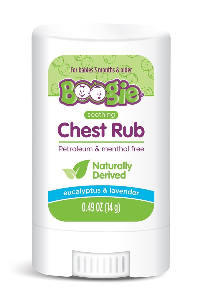 Boogie Chest Rub Stick for Soothing Relief, Petroleum- Free, USDA Organic, Přirozeně odvozené, Soothing Eucalyptus and Lavender, 0.49 oz (balení po 1)