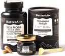 Lepší Alt Shilajit Resin 30 gm & Moss Moss Kapsle Energy Duo Duo 124; Čisté Himalájské Shilajit Gold Class pro muže a ženy s vysokou potencí a Irské moře Moss s Black Seed Oil